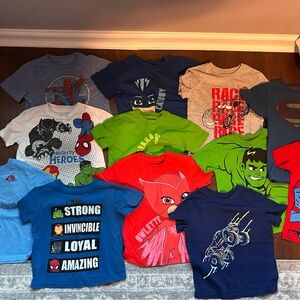Lot of 12 Toddler Boy 4T Superhero T-Shirts - Spiderman, McQueen, PJ Masks